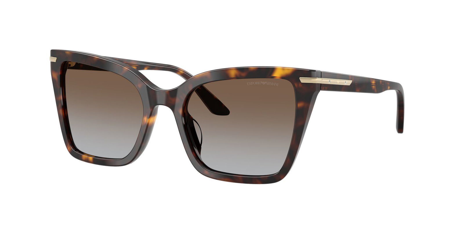 Das Bild zeigt die Emporio Armani Sonnenbrille EA4273BU in havanna glänzend leicht seitlich.